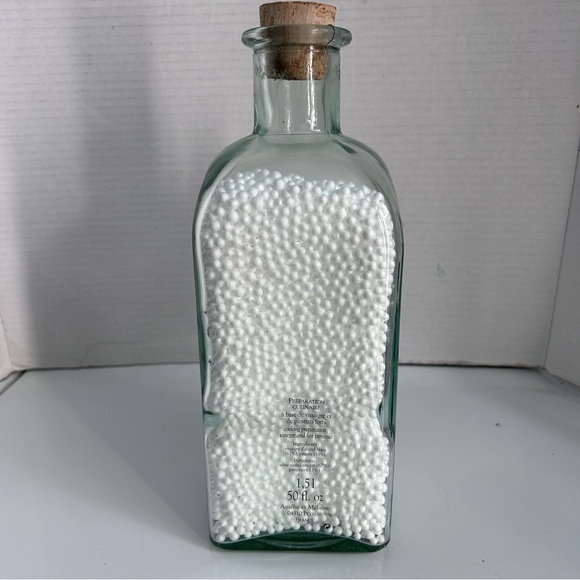 Glass bottle with foam pellets and cork stopper & tap 11” tall - Picture 4 of 7